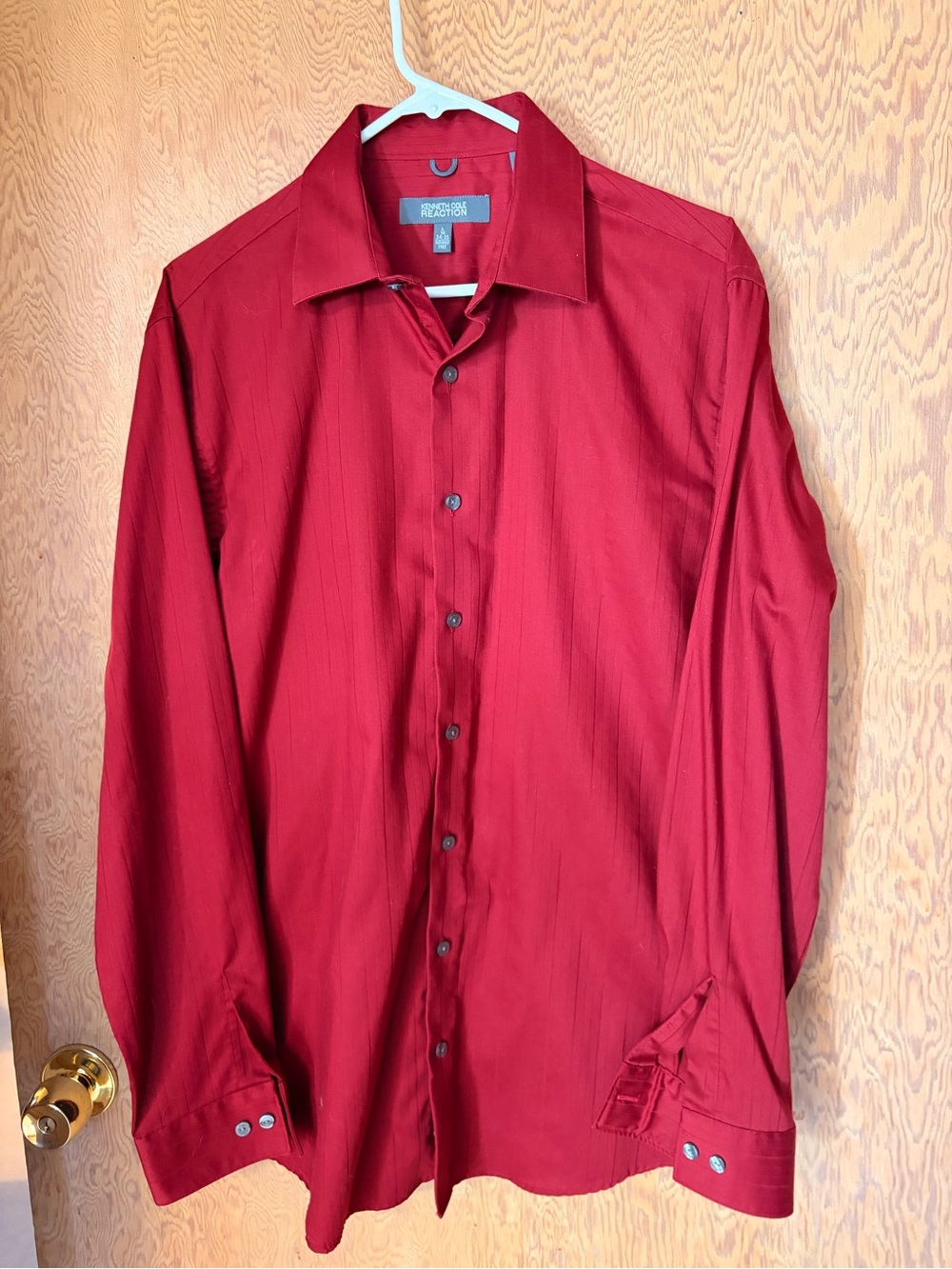 Kenneth Cole Men's Deep Red Button-Front Dress Shirt